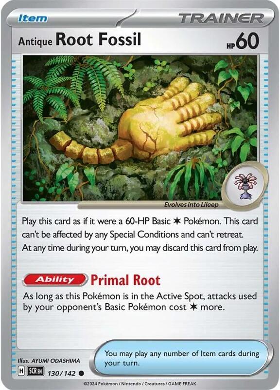 Antique Root Fossil - Normal 130/142 Stellar Crown | Common Trainer Card
