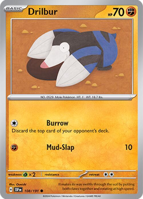 Drilbur - Reverse Holofoil 108/191 Surging Sparks | Common Pokemon TCG