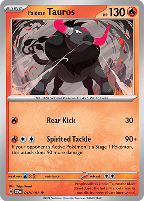 Paldean Tauros - 018/191 - Normal 018/191 Surging Sparks | Uncommon Pokemon TCG