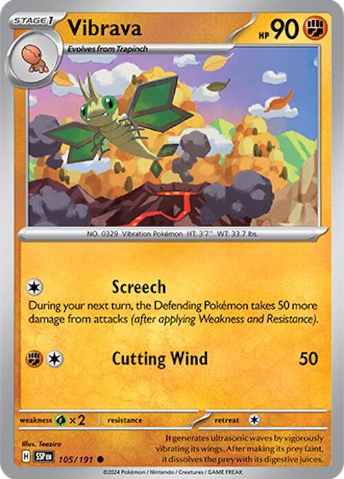Vibrava - 105/191 - Reverse Holofoil 105/191 Surging Sparks | Common Pokemon TCG