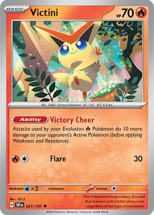 Victini - Reverse Holofoil 021/191 Surging Sparks | Uncommon Pokemon TCG