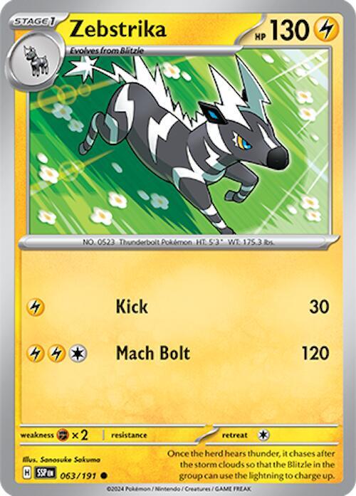 Zebstrika - Normal 063/191 Surging Sparks | Common Pokemon TCG
