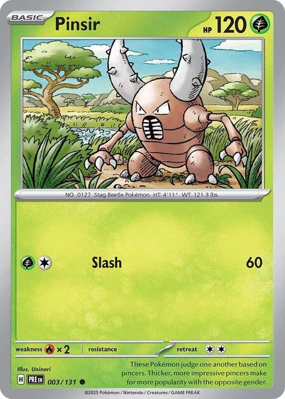 Pinsir - Reverse Holofoil 003/131 Prismatic Evolutions | Common Pokemon Card