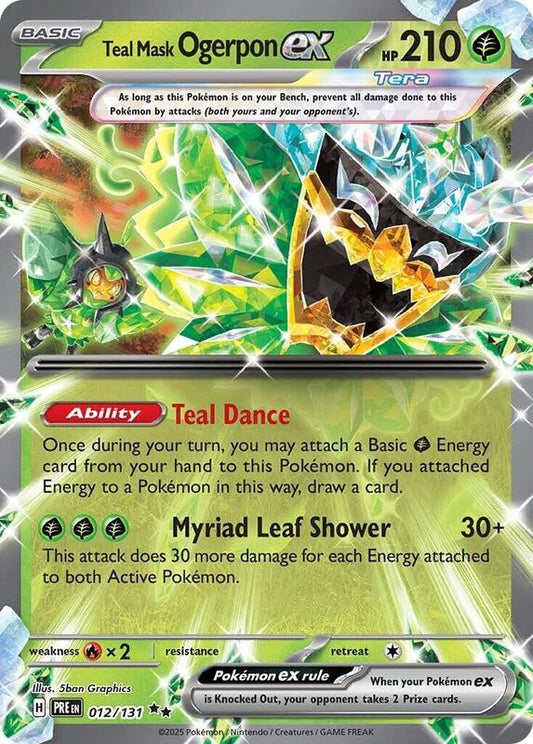 Teal Mask Ogerpon ex - 012/131 - Holofoil 012/131 Prismatic Evolutions | Double Rare Pokemon Card