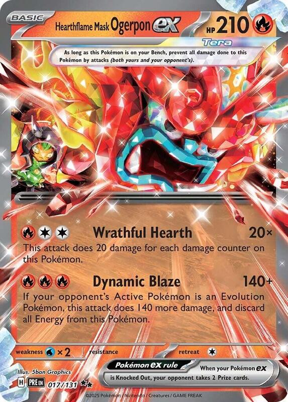 Hearthflame Mask Ogerpon ex - 017/131 - Holofoil 017/131 Prismatic Evolutions | Double Rare Pokemon Card