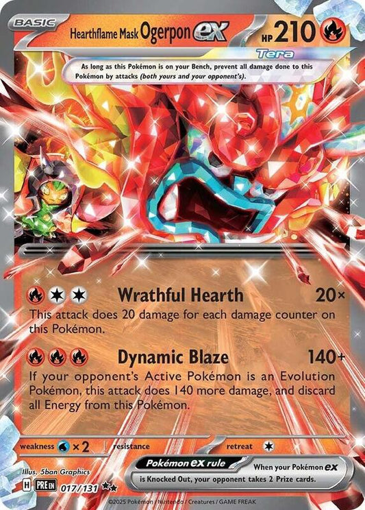 Hearthflame Mask Ogerpon ex - 017/131 - Holofoil 017/131 Prismatic Evolutions | Double Rare Pokemon Card