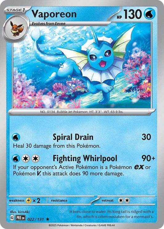 Vaporeon - Holofoil 022/131 Prismatic Evolutions | Rare Pokemon Card