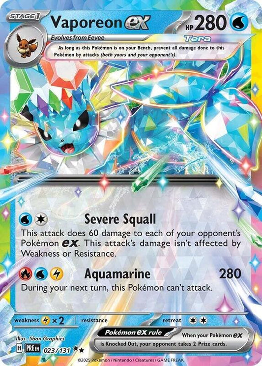 Vaporeon ex - 023/131 - Holofoil 023/131 Prismatic Evolutions | Double Rare Pokemon Card