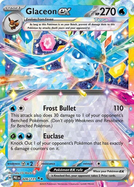 Glaceon ex - 026/131 - Holofoil 026/131 Prismatic Evolutions | Double Rare Pokemon Card