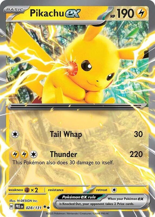 Pikachu ex - 028/131 - Holofoil 028/131 Prismatic Evolutions | Double Rare Pokemon Card