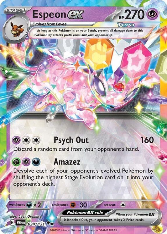 Espeon ex - 034/131 - Holofoil 034/131 Prismatic Evolutions | Double Rare Pokemon Card