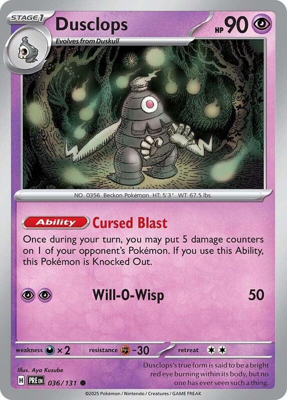 Dusclops - Reverse Holofoil 036/131 Prismatic Evolutions | Common Pokemon Card