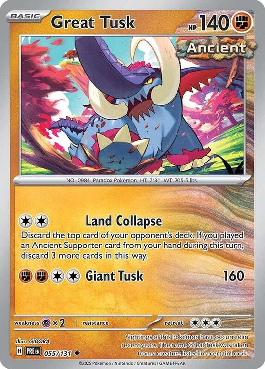 Great Tusk - Normal 055/131 Prismatic Evolutions | Uncommon Pokemon Card