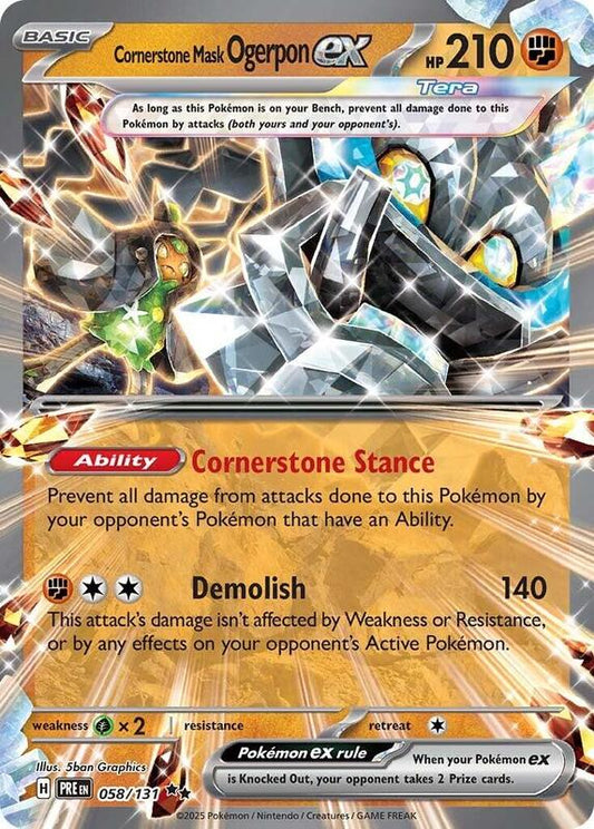 Cornerstone Mask Ogerpon ex - 058/131 - Holofoil 058/131 Prismatic Evolutions | Double Rare Pokemon Card