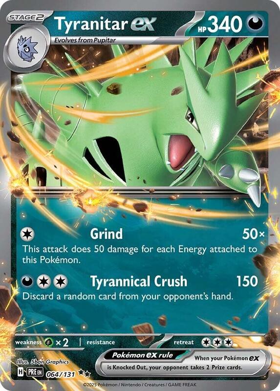 Tyranitar ex - Holofoil 064/131 Prismatic Evolutions | Double Rare Pokemon Card