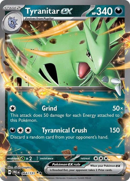 Tyranitar ex - Holofoil 064/131 Prismatic Evolutions | Double Rare Pokemon Card