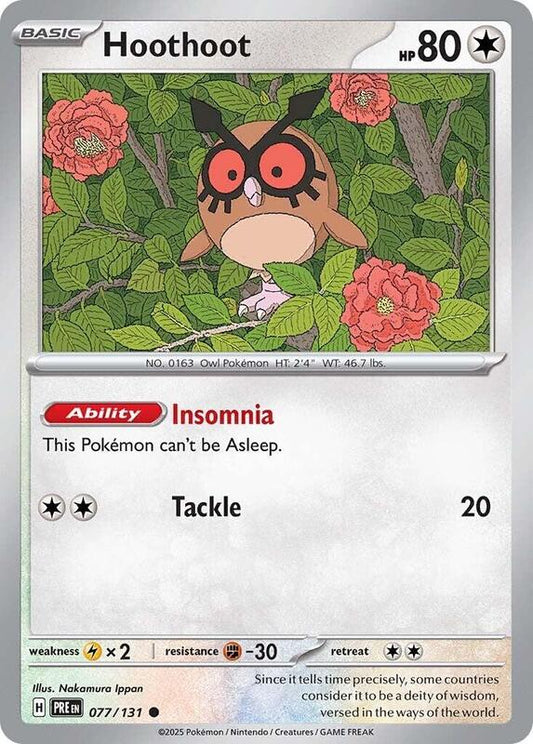 Hoothoot - Reverse Holofoil 077/131 Prismatic Evolutions | Common Pokemon Card