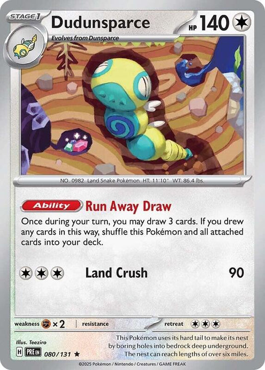 Dudunsparce - Reverse Holofoil 080/131 Prismatic Evolutions | Rare Pokemon Card
