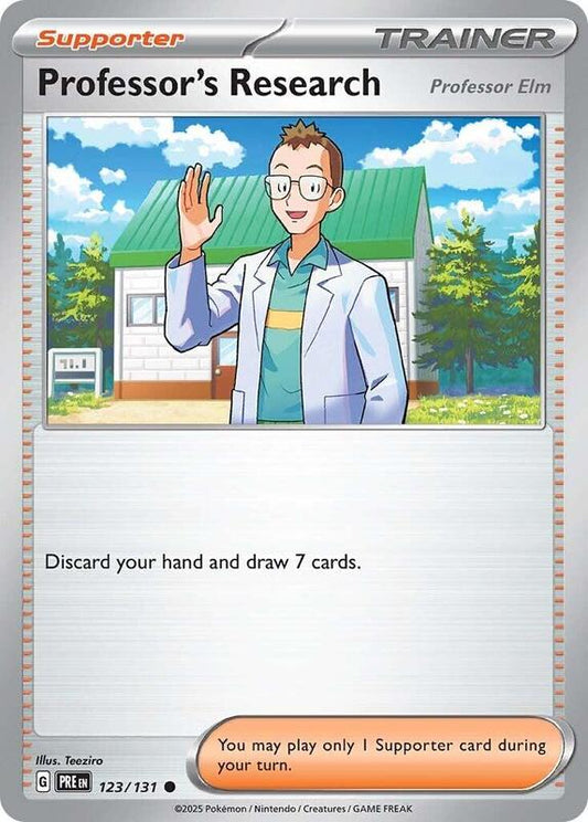 Professor's Research [Professor Elm] - Reverse Holofoil 123/131 Prismatic Evolutions | Common Trainer Card