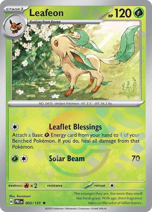 Leafeon (Poke Ball Pattern) - Holofoil 005/131 Prismatic Evolutions | Rare Pokemon Card