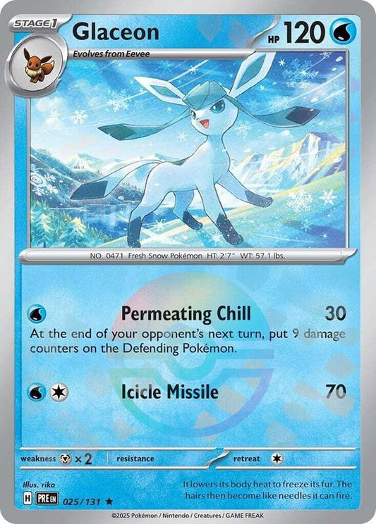 Glaceon (Poke Ball Pattern) - Holofoil 025/131 Prismatic Evolutions | Rare Pokemon Card