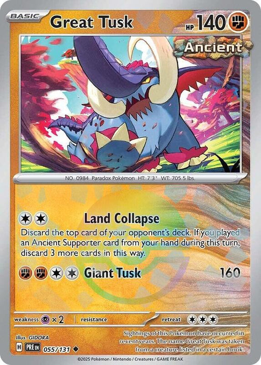 Great Tusk (Poke Ball Pattern) - Holofoil 055/131 Prismatic Evolutions | Uncommon Pokemon Card