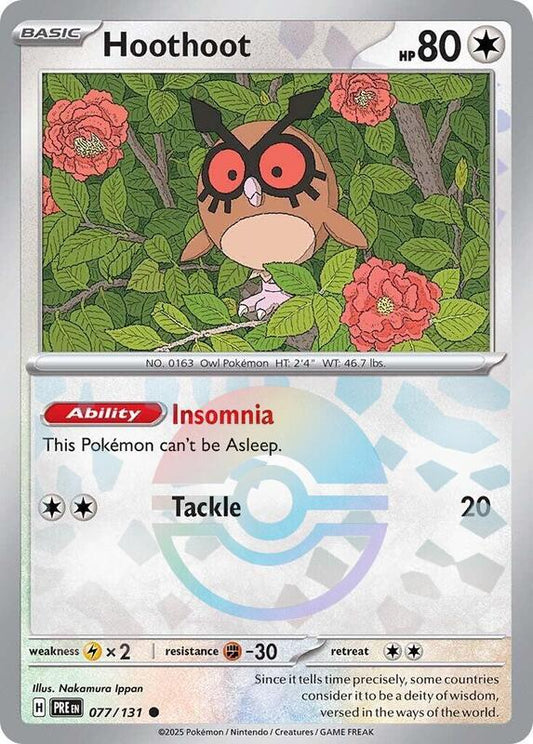 Hoothoot (Poke Ball Pattern) - Holofoil 077/131 Prismatic Evolutions | Common Pokemon Card