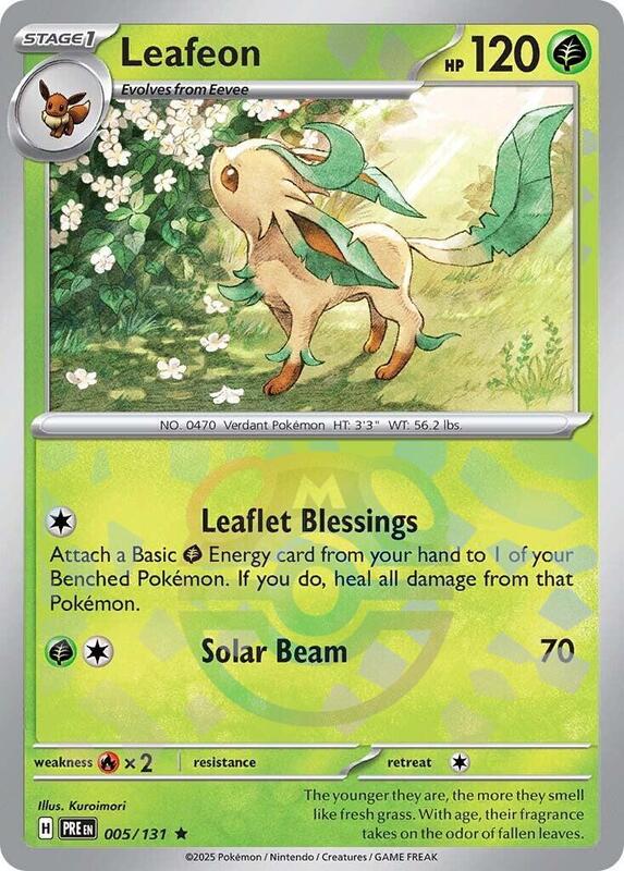 Leafeon (Master Ball Pattern) - Holofoil 005/131 Prismatic Evolutions | Rare Pokemon Card