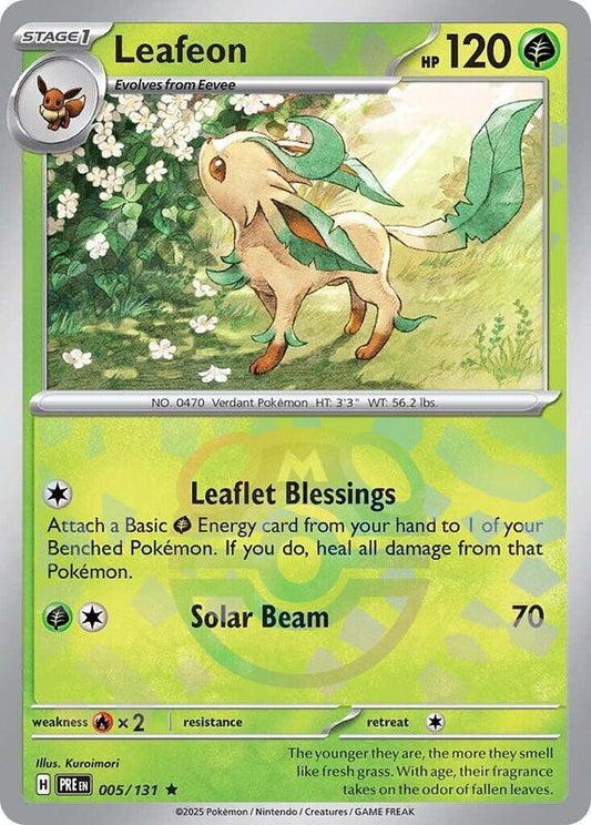 Leafeon (Master Ball Pattern) - Holofoil 005/131 Prismatic Evolutions | Rare Pokemon Card