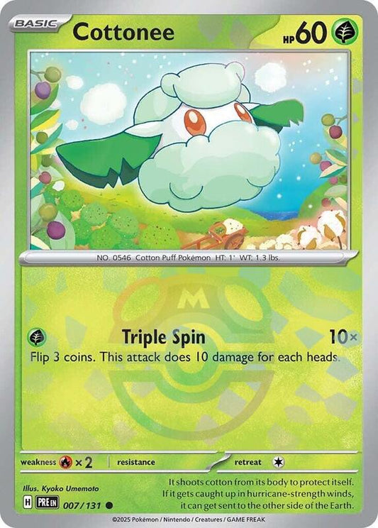 Cottonee (Master Ball Pattern) - Holofoil 007/131 Prismatic Evolutions | Common Pokemon Card