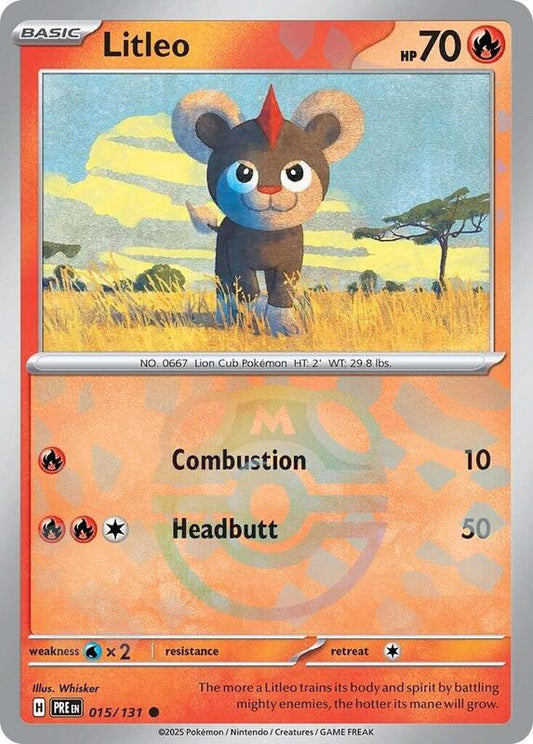 Litleo (Master Ball Pattern) - Holofoil 015/131 Prismatic Evolutions | Common Pokemon Card