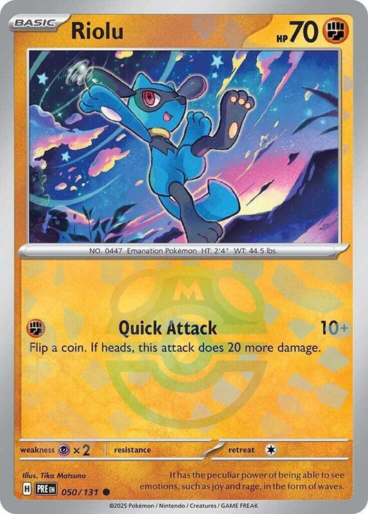 Riolu (Master Ball Pattern) - Holofoil 050/131 Prismatic Evolutions | Common Pokemon Card