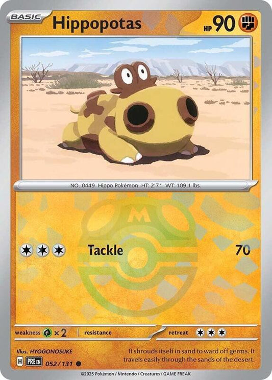 Hippopotas (Master Ball Pattern) - Holofoil 052/131 Prismatic Evolutions | Common Pokemon Card