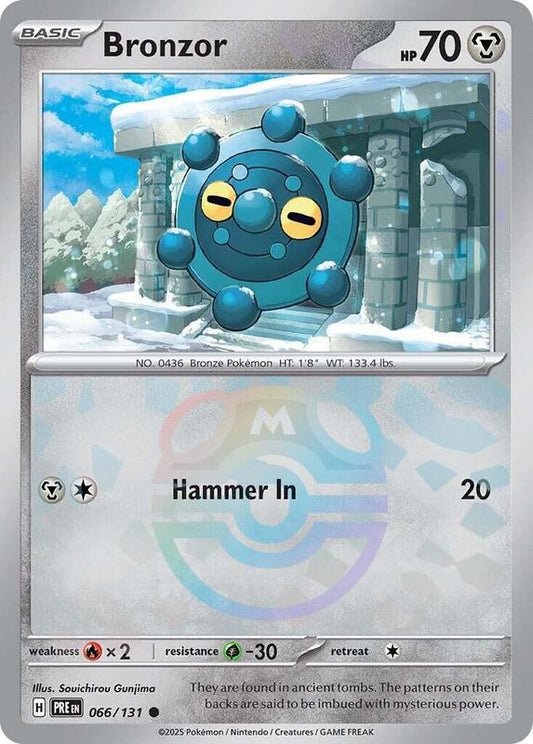 Bronzor (Master Ball Pattern) - Holofoil 066/131 Prismatic Evolutions | Common Pokemon Card