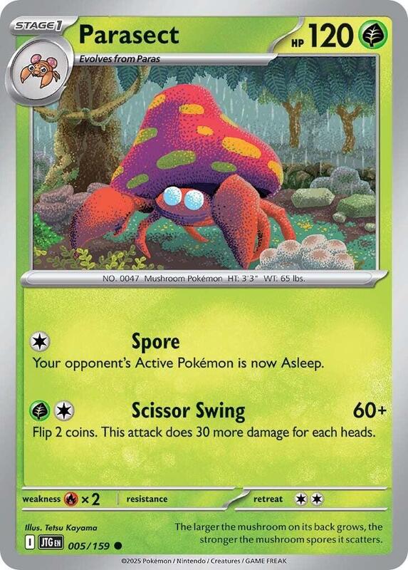 Parasect - Reverse Holofoil 005/159 Journey Together | Common Pokemon Card