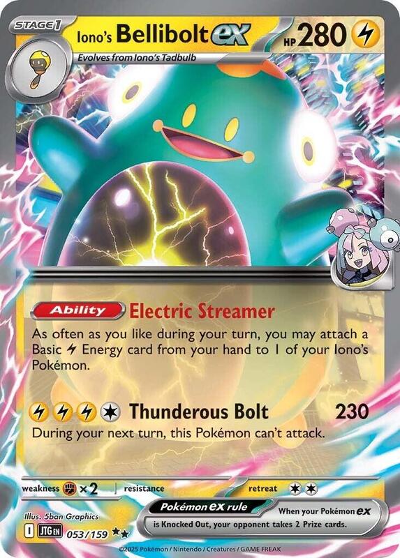 Iono's Bellibolt ex - 053/159 - Holofoil 053/159 Journey Together | Double Rare Pokemon Card