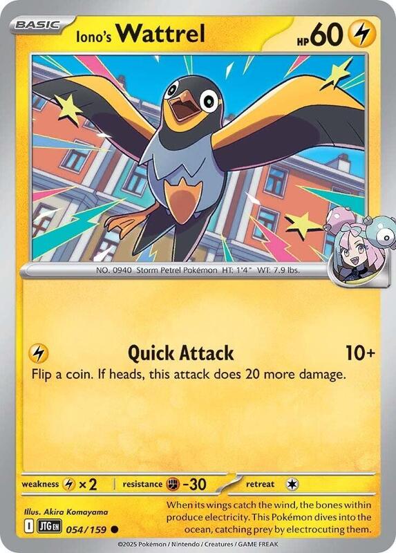 Iono's Wattrel - Reverse Holofoil 054/159 Journey Together | Common Pokemon Card