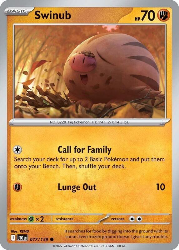 Swinub - 077/159 - Reverse Holofoil 077/159 Journey Together | Common Pokemon Card