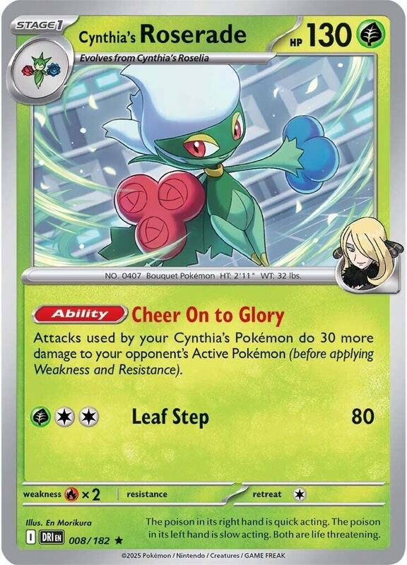 Cynthia's Roserade - Holofoil 008/182 Destined Rivals | Rare Pokemon Card