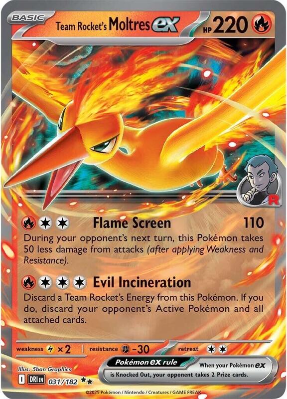 Team Rocket's Moltres ex - Holofoil 031/182 Destined Rivals | Double Rare Pokemon Card