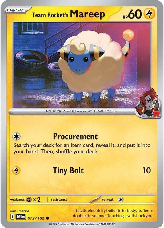 Team Rocket's Mareep - Reverse Holofoil 072/182 Destined Rivals | Common Pokemon Card