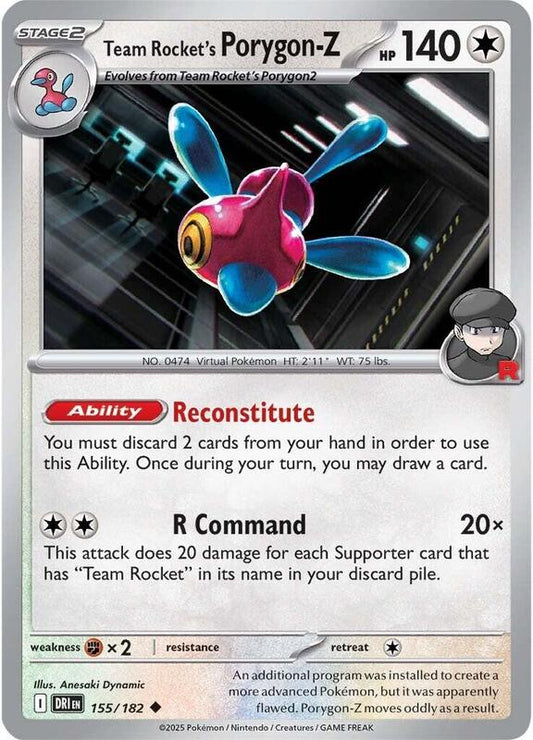 Team Rocket's Porygon-Z - Reverse Holofoil 155/182 Destined Rivals | Uncommon Pokemon Card
