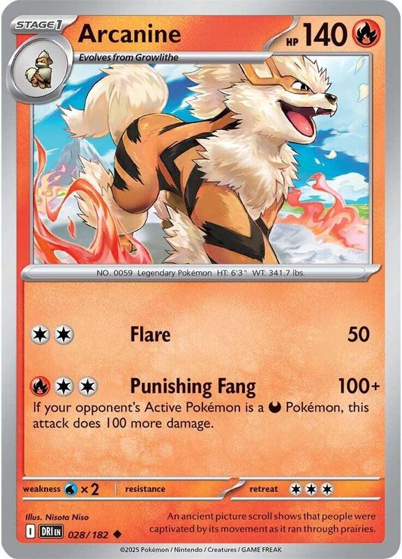 Arcanine - Reverse Holofoil 028/182 Destined Rivals | Uncommon Pokemon Card