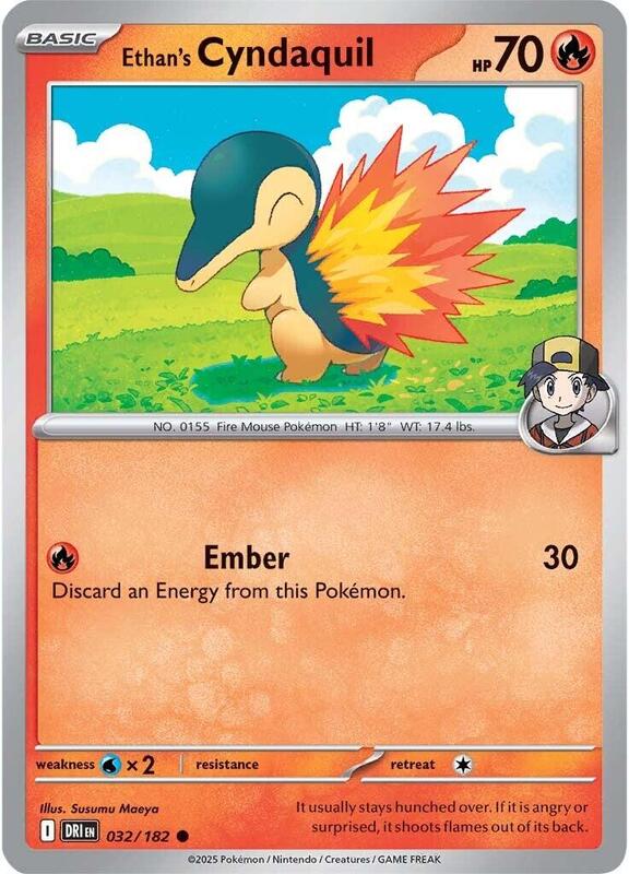 Ethan's Cyndaquil - Reverse Holofoil 032/182 Destined Rivals | Common Pokemon Card
