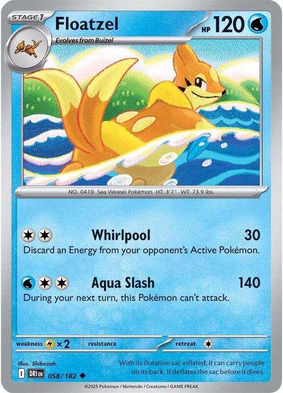 Floatzel - Reverse Holofoil 058/182 Destined Rivals | Uncommon Pokemon Card