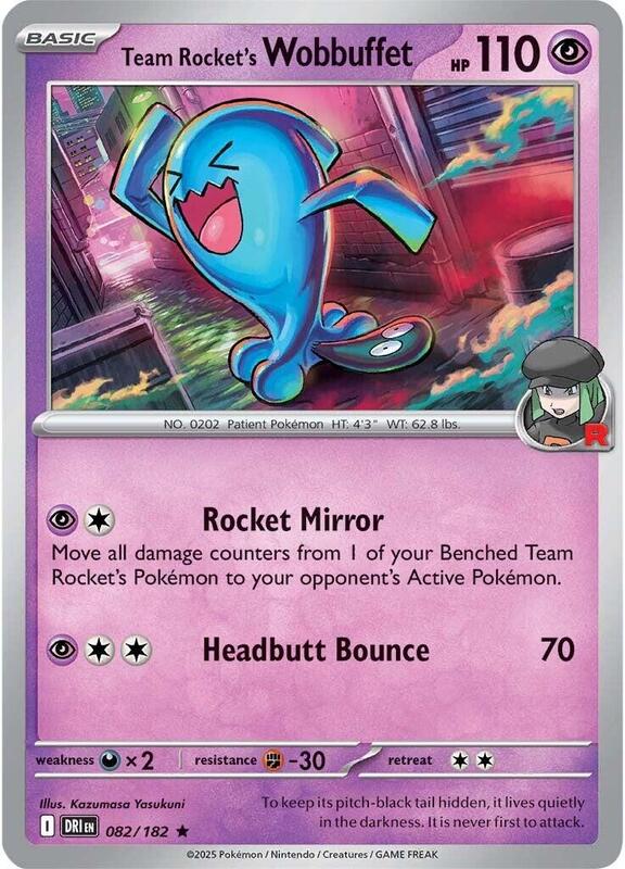 Team Rocket's Wobbuffet - Reverse Holofoil 082/182 Destined Rivals | Rare Pokemon Card
