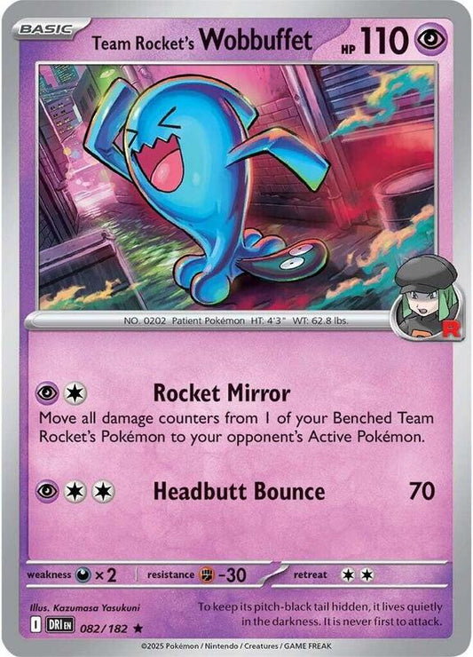 Team Rocket's Wobbuffet - Holofoil 082/182 Destined Rivals | Rare Pokemon Card