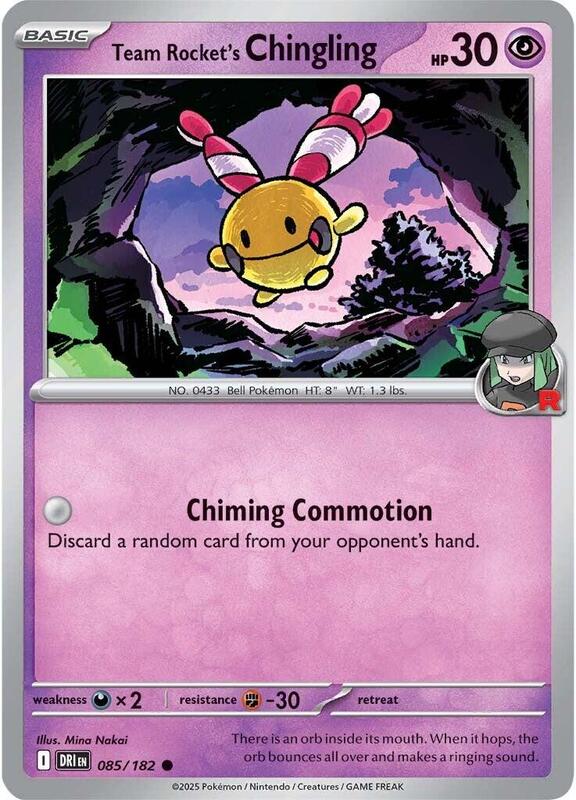 Team Rocket's Chingling - Reverse Holofoil 085/182 Destined Rivals | Common Pokemon Card