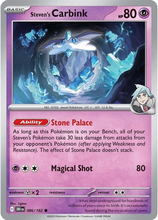 Steven's Carbink - Reverse Holofoil 086/182 Destined Rivals | Common Pokemon Card