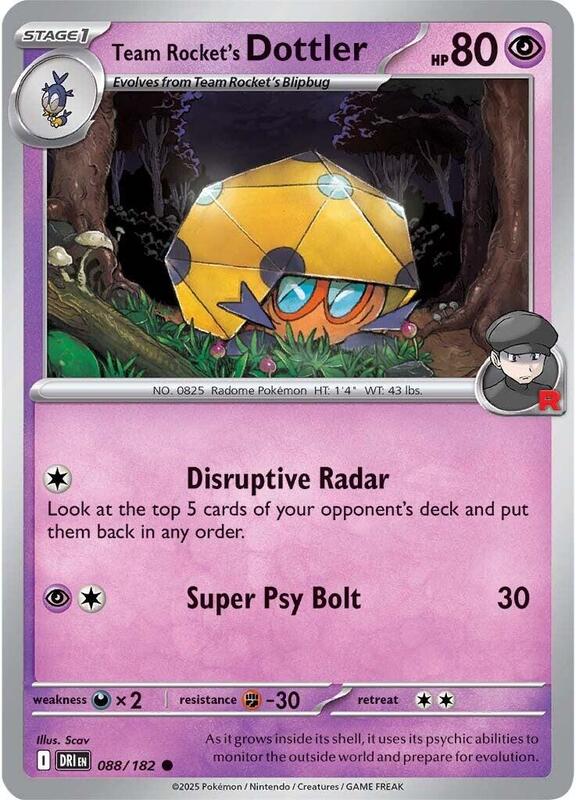 Team Rocket's Dottler - Reverse Holofoil 088/182 Destined Rivals | Common Pokemon Card